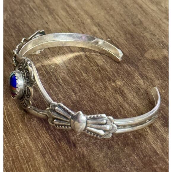 Navajo Sterling Multi Stone Inlay Cuff Bracelet Clarence Thomas C.T. 9.6g - Picture 4 of 11